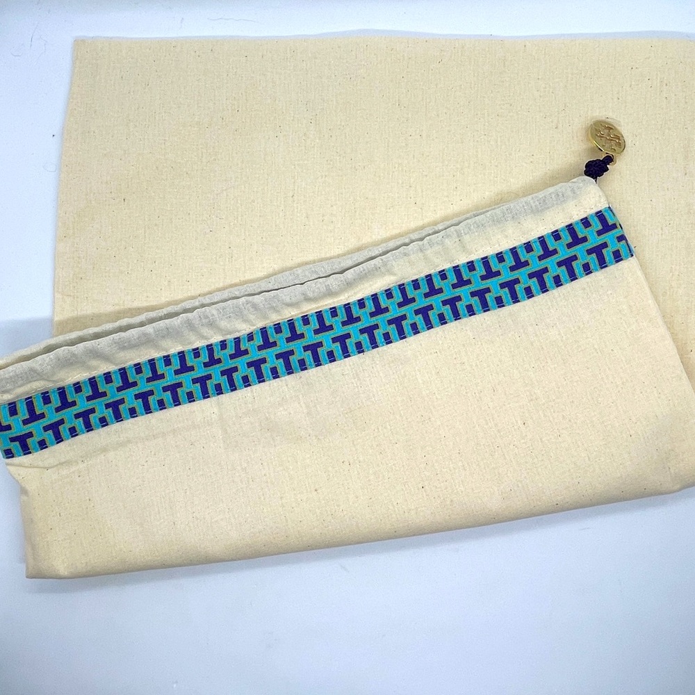 Tory Burch Dust Cover Bag Blue Trim Shoe Purse